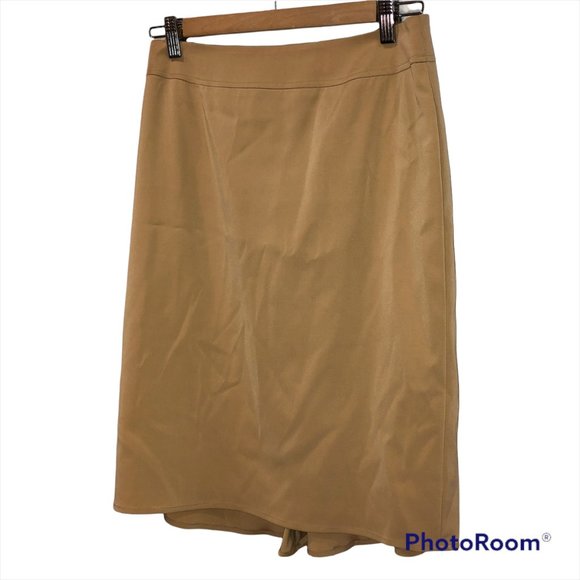 FENDI SAFARI STYLE AS NEW camel khaki cotton pencil skirt 44 10 ITALY